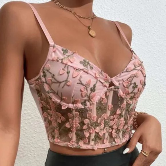 Pink Embroidered Corset Top - Picture 6 of 7